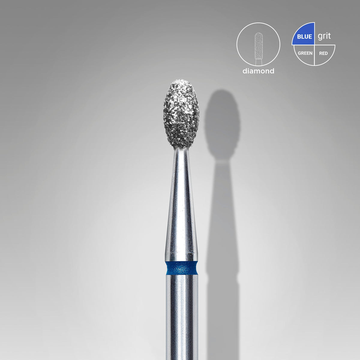 STALEKS EXPERT Deimantinė freza „alyva“ mėlyna, skersmuo 2,5 mm, darbinė dalis 5 mm
