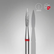 STALEKS EXPERT Diamantová fréza Ostrý plameň červená, průměr 2,3 mm, pracovní část 8 mm