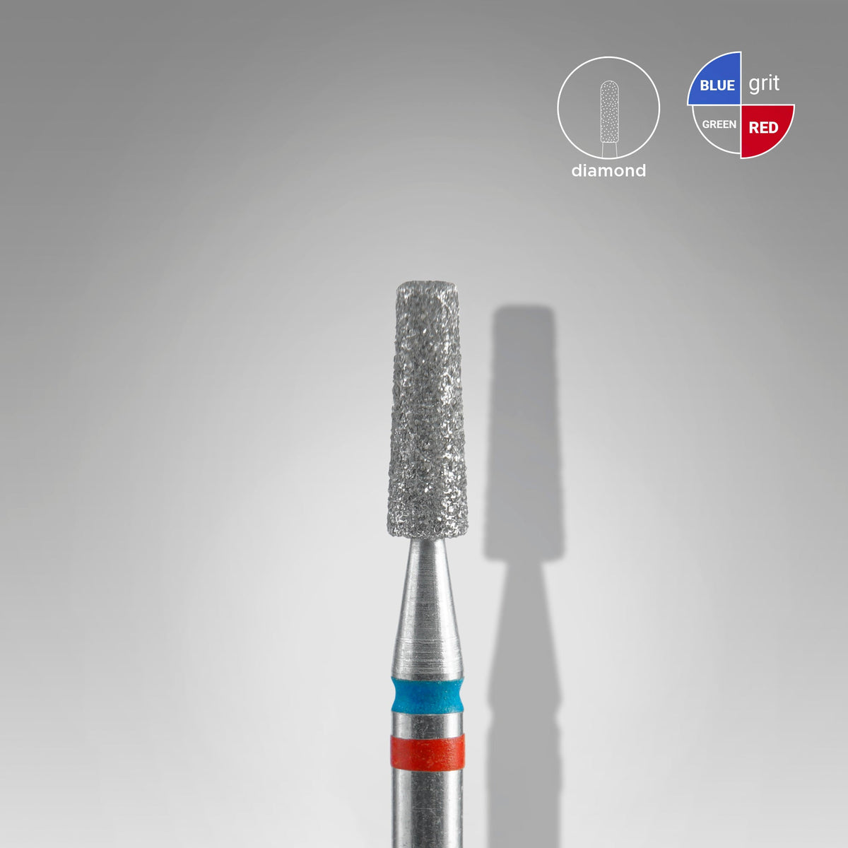STALEKS EXPERT Deimantinė DUO freza „kūgis“ raudona-mėlyna, skersmuo 2,5 mm, darbinė dalis 8 mm
