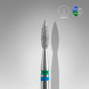 STALEKS EXPERT Fraise diamantée DUO « Flamme » bleu-vert, diamètre 2,1 mm, partie active 8 mm