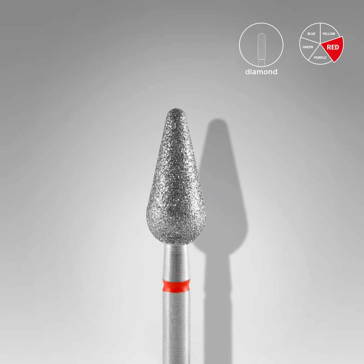STALEKS EXPERT Elmas freze, yuvarlak armut şekli, kırmızı, 5 mm çap, 12 mm çalışma kısmı