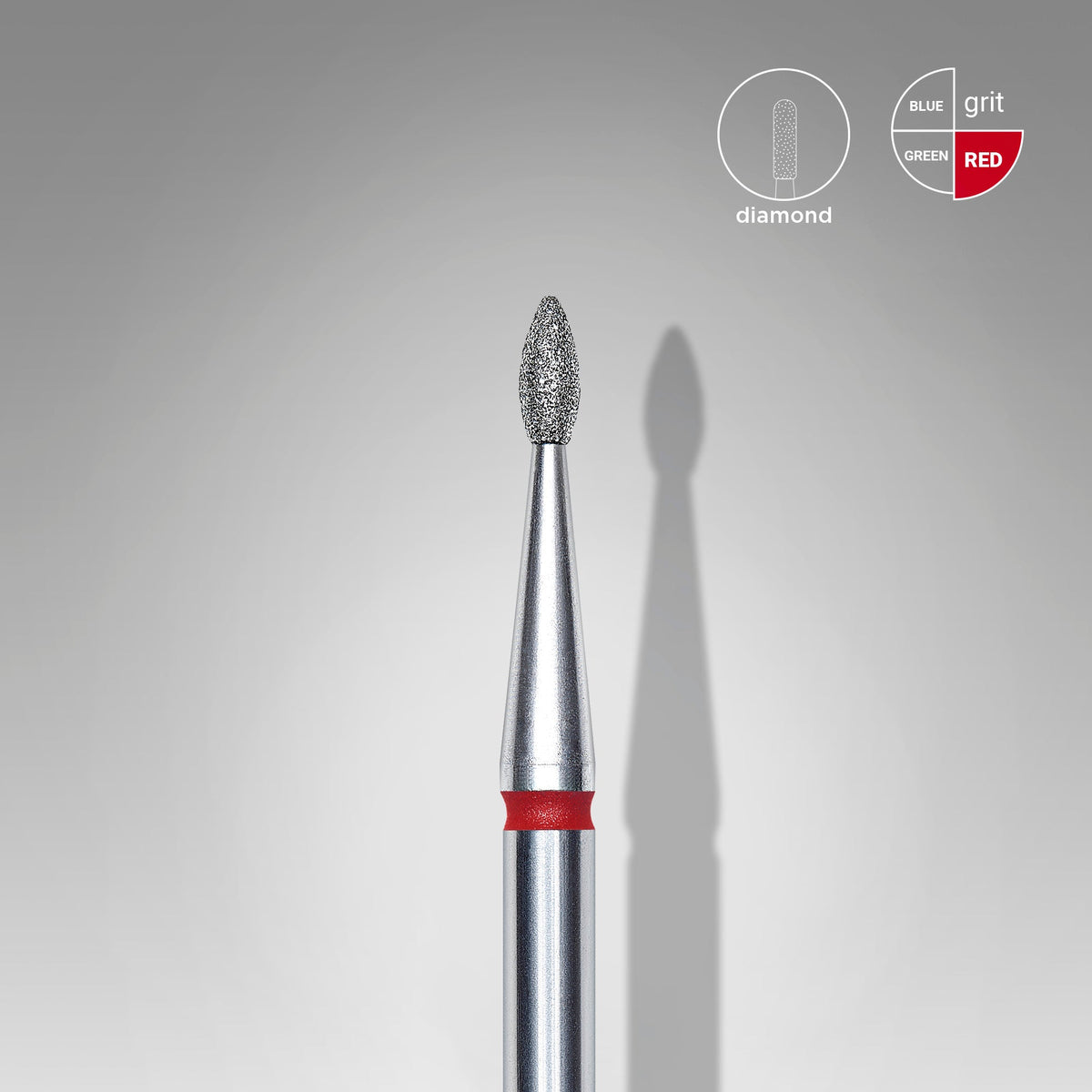 STALEKS EXPERT Fraise diamantée « Goutte » rouge, diamètre 1,6 mm, partie active 4 mm