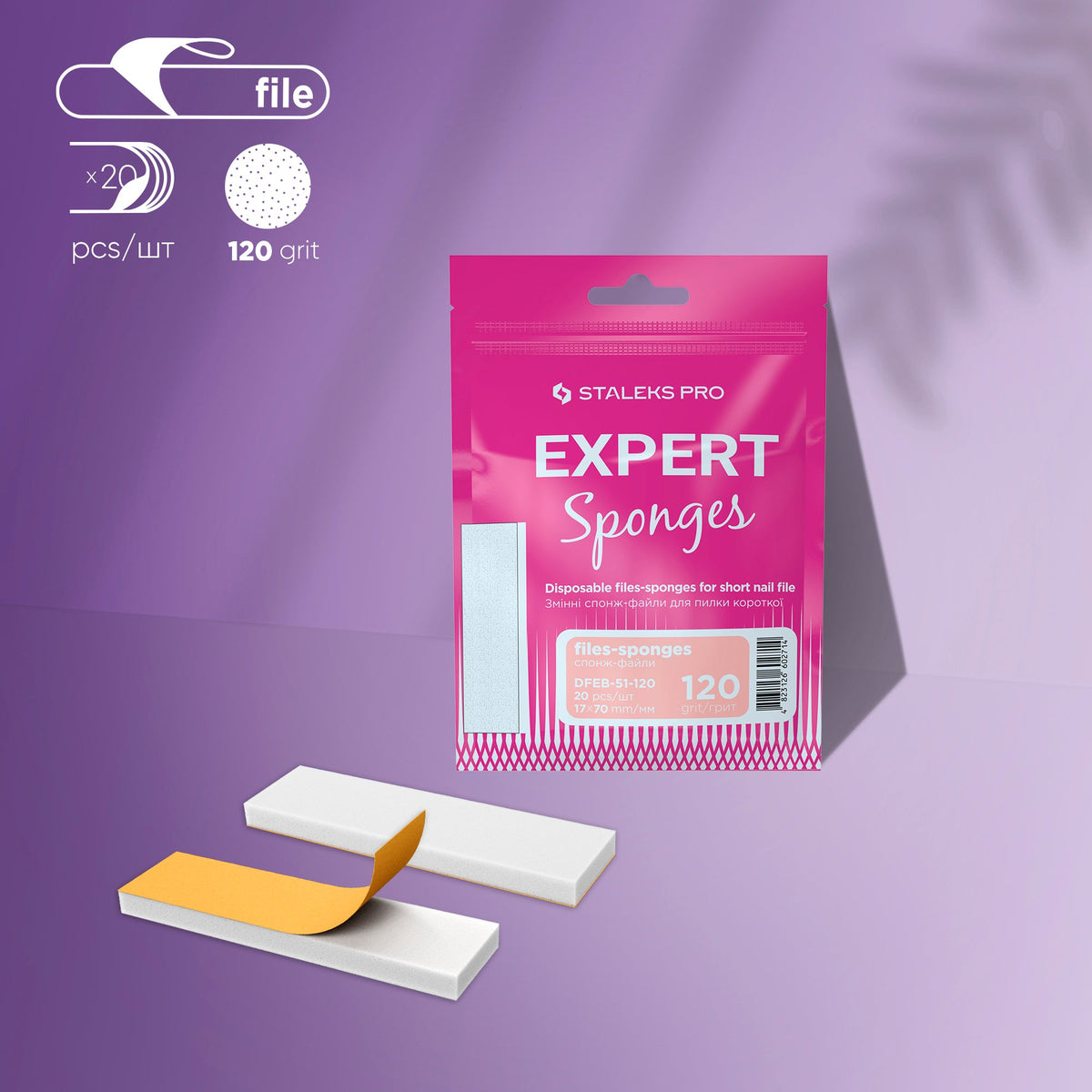 STALEKS EXPERT 51 Adhesive nail buffer for short nail file, 120 grit (20 pcs)