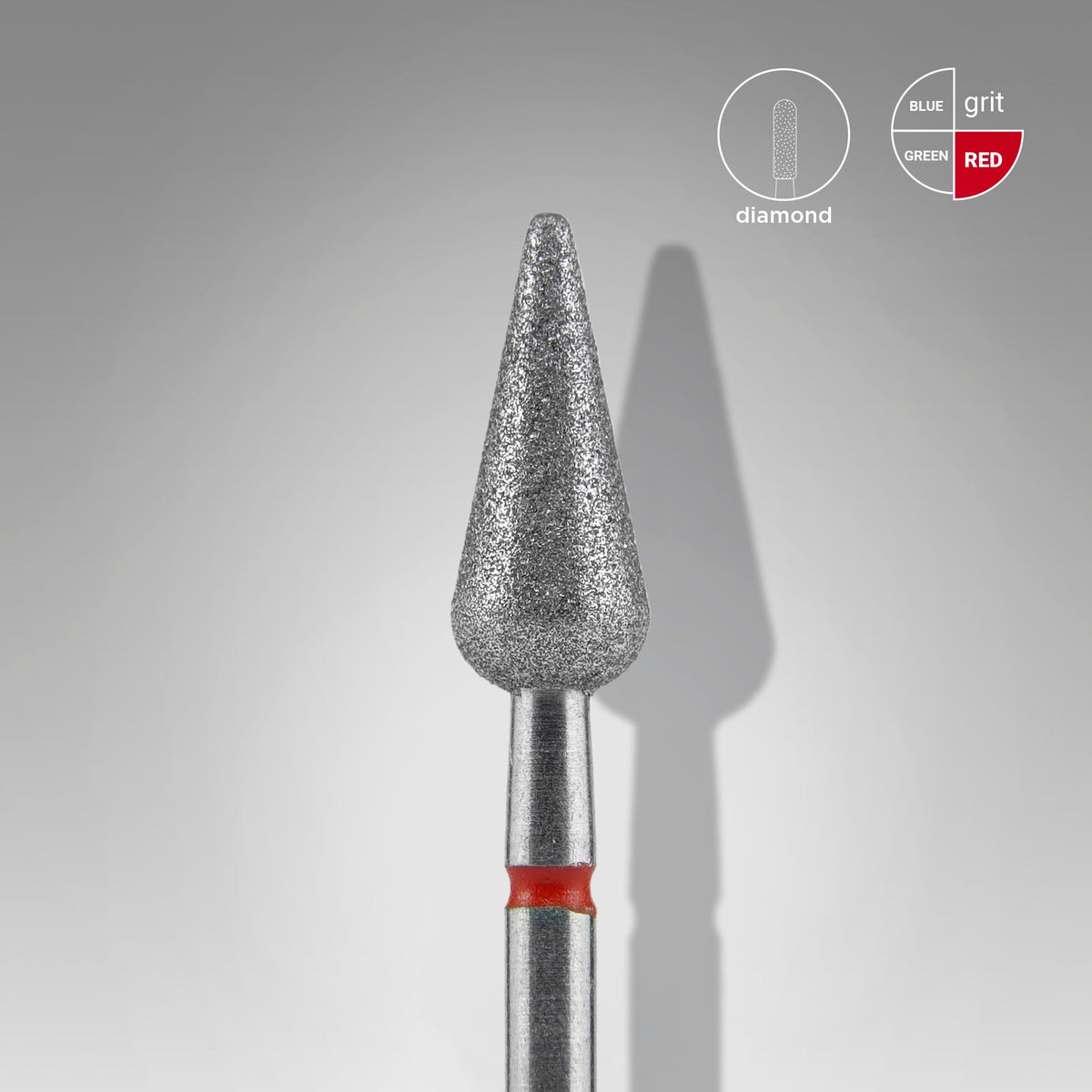 STALEKS EXPERT Fresa diamantata «Pera acuta» rossa, diametro 5 mm, parte lavorativa 12 mm