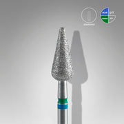 STALEKS EXPERT Deimantinė DUO freza „aštrus kriaušės formos“ mėlyna-žalia, skersmuo 5 mm, darbinė dalis 12 mm