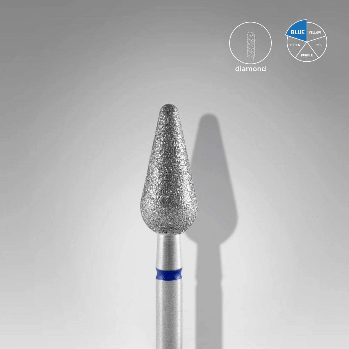 STALEKS EXPERT Deimantinė freza „apvali kriaušė“ mėlyna, skersmuo 5 mm, darbinė dalis 12 mm