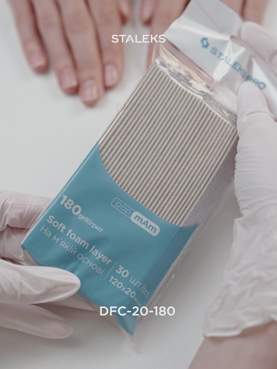 Load Video: STALEKS SMART 20 papmAm Nail files for straight base on soft foam layer, 180 grit (30 pcs)