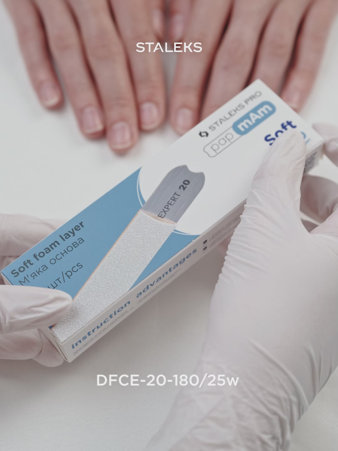 Load Video: STALEKS EXPERT 20 papmAm Nail files for straight base on soft foam layer, 180 grit (25 pcs)