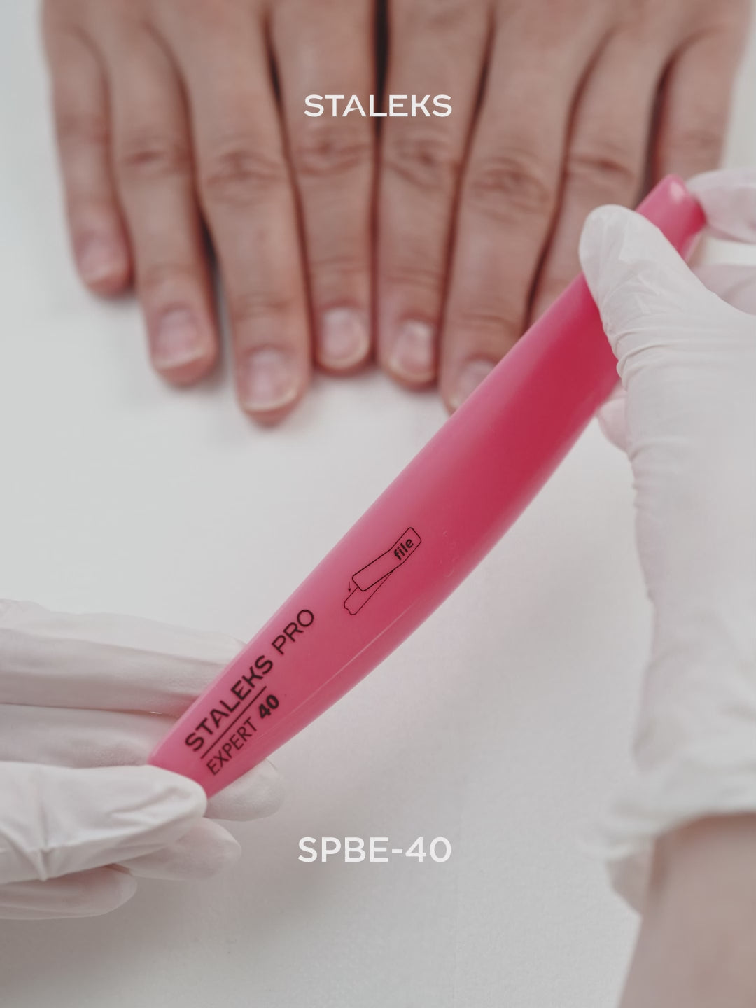 Load Video: STALEKS EXPERT 40 Crescent beveled plastic base for nail file