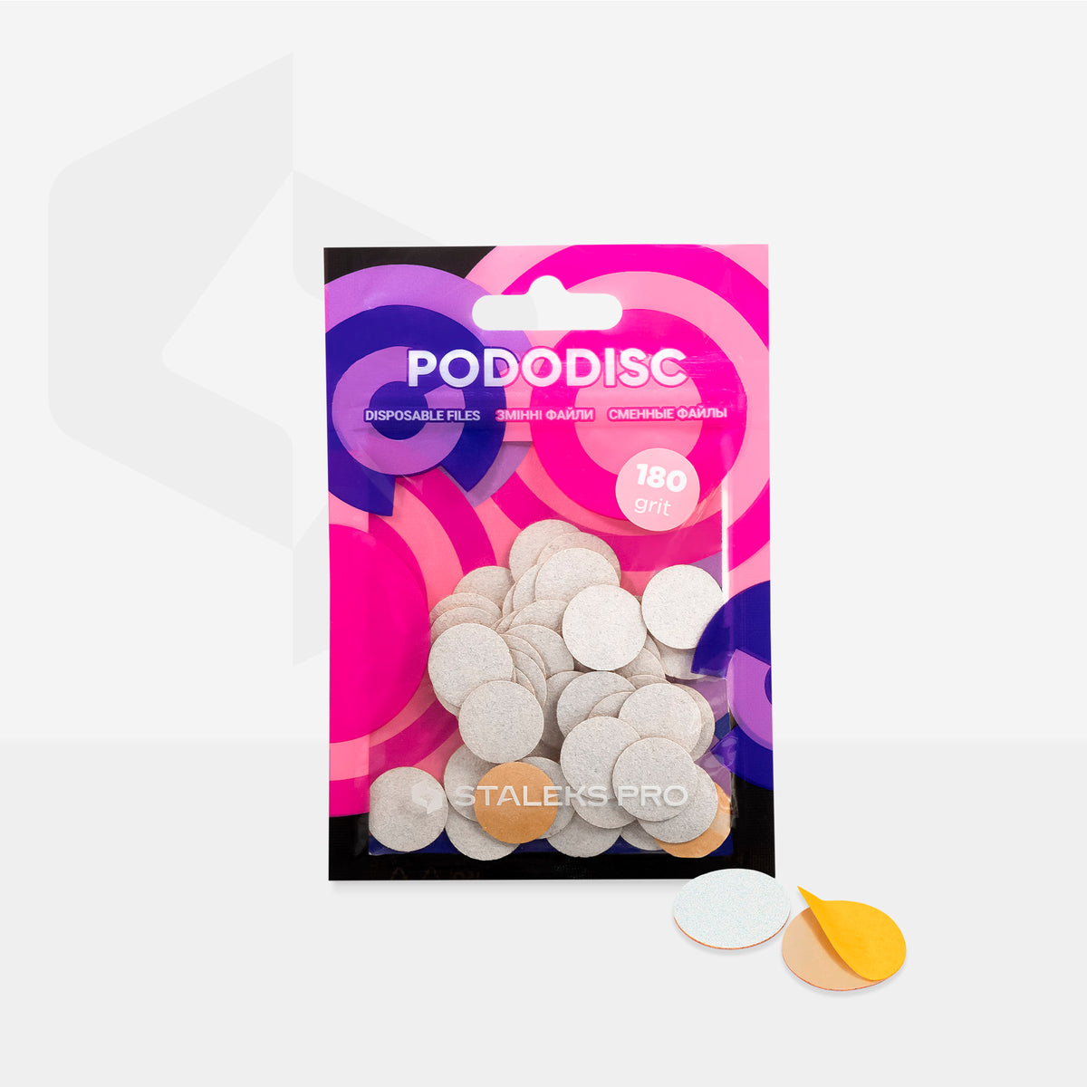 STALEKS EXPERT 15 PODODISC S Lime adesive intercambiabili con supporto morbido per disco pedicure, grana 180, 15 mm (50 pz)