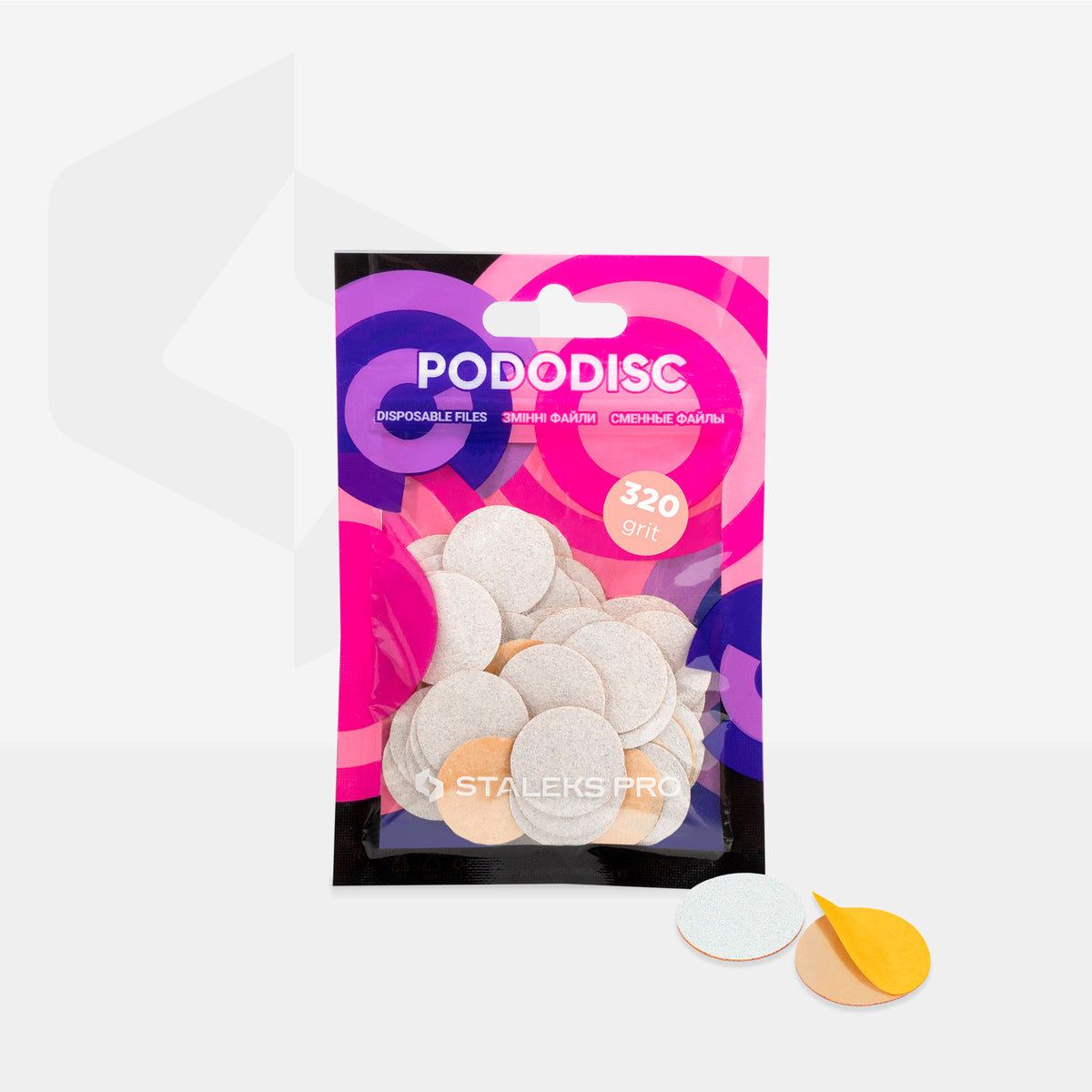STALEKS EXPERT 20 PODODISC M Клейові файли для педикюрного диска, 320 грит 20 мм (50 шт)