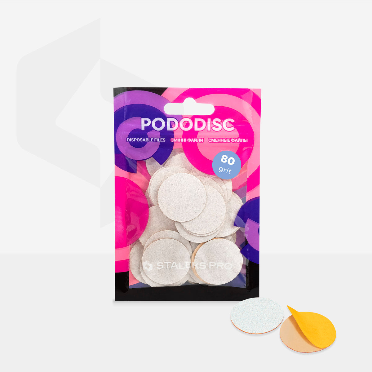 STALEKS EXPERT 25 PODODISC L Brúsné pásky s lepidlem pro pedikérský disk, zrnitost 80, průměr 25 mm (50 ks)