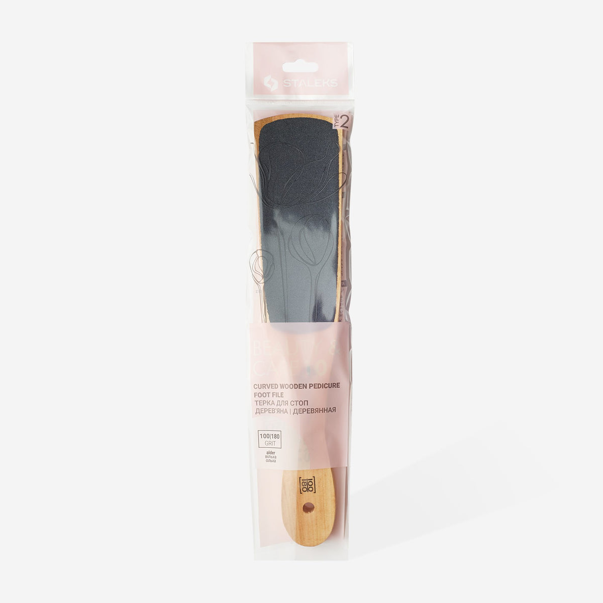 STALEKS BEAUTY & CARE 10 TYPE 2 Double-sided wooden foot file, 100/180 grit